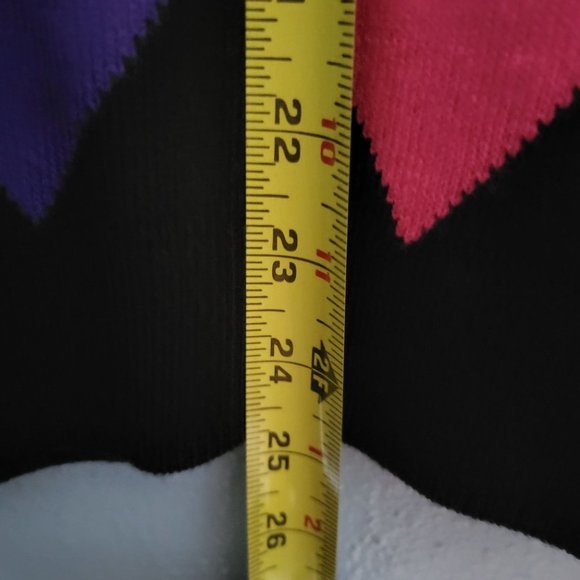 Sag Harbor Womans Black Pink Purple Harlequin Graphic Pullover Short Sleeve Shir - Picture 5 of 12